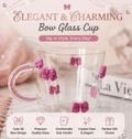 Cute Bow Glass Cup with Comfortable Handle – Elegant Drinking Mug