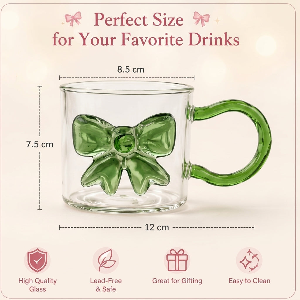 Elegant Glass Bow Mug with Colored Handle