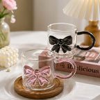 Elegant Glass Bow Mug with Colored Handle