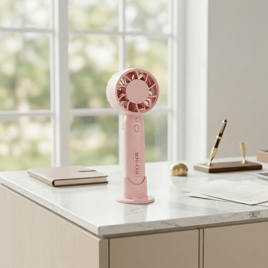 Cute Portable Mini Fan – USB Rechargeable Handheld & Desktop Cooling Fan