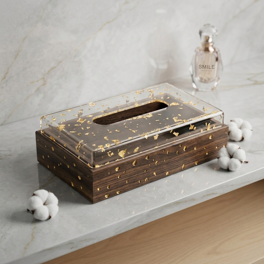 Luxury Wooden Tissue Box Holder with Acrylic Cover – Decorative Tissue Dispenser