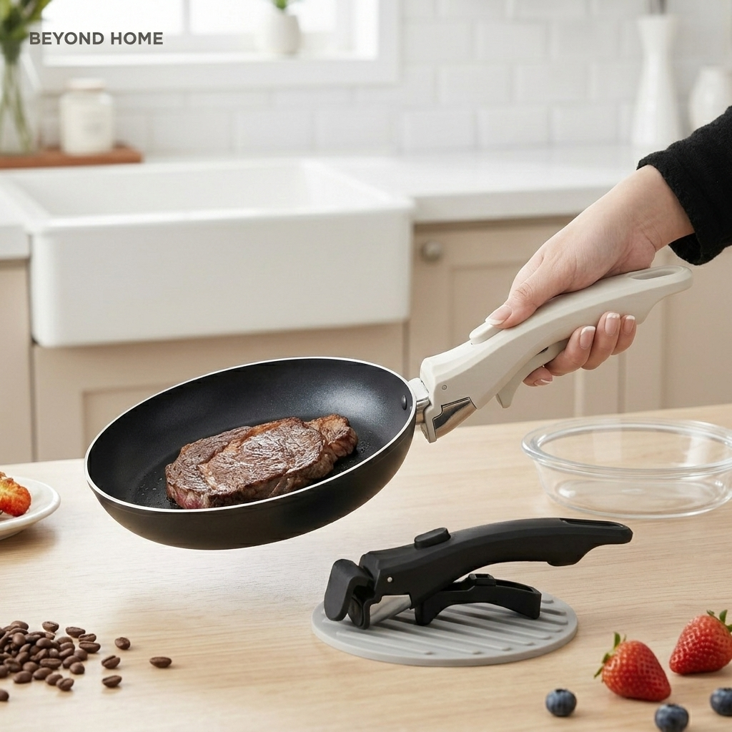 Detachable Anti-Scalding Pan Handle | Heat-Resistant Removable Grip for Pots & Frying Pans