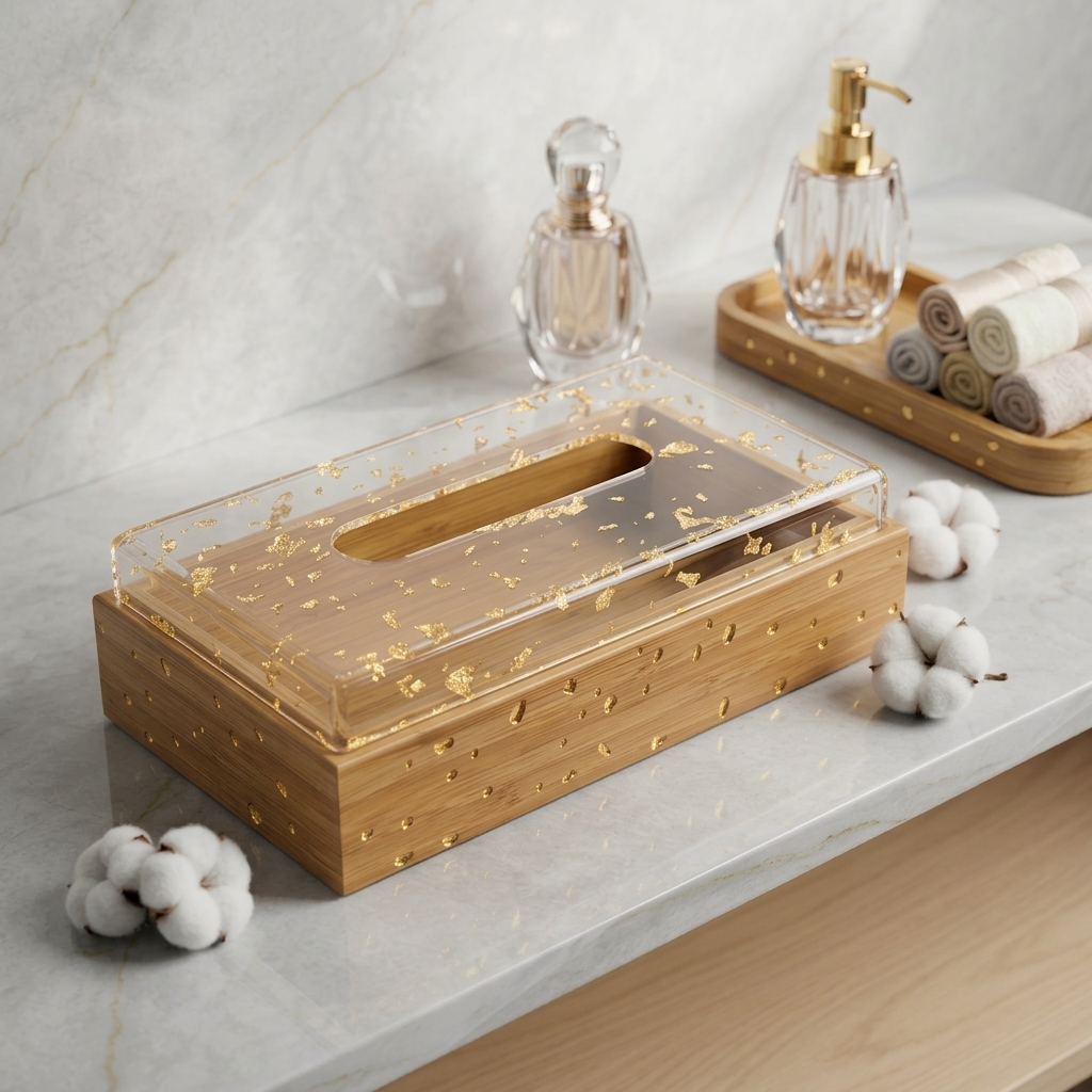 Luxury Wooden Tissue Box Holder with Acrylic Cover – Decorative Tissue Dispenser