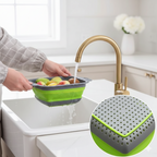 Collapsible Silicone Colander Basket | Foldable Fruit & Vegetable Washing Strainer with Handles