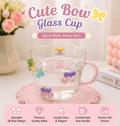 Cherry Glass Cup with Handle – 3D Bow Design Drinking Mug