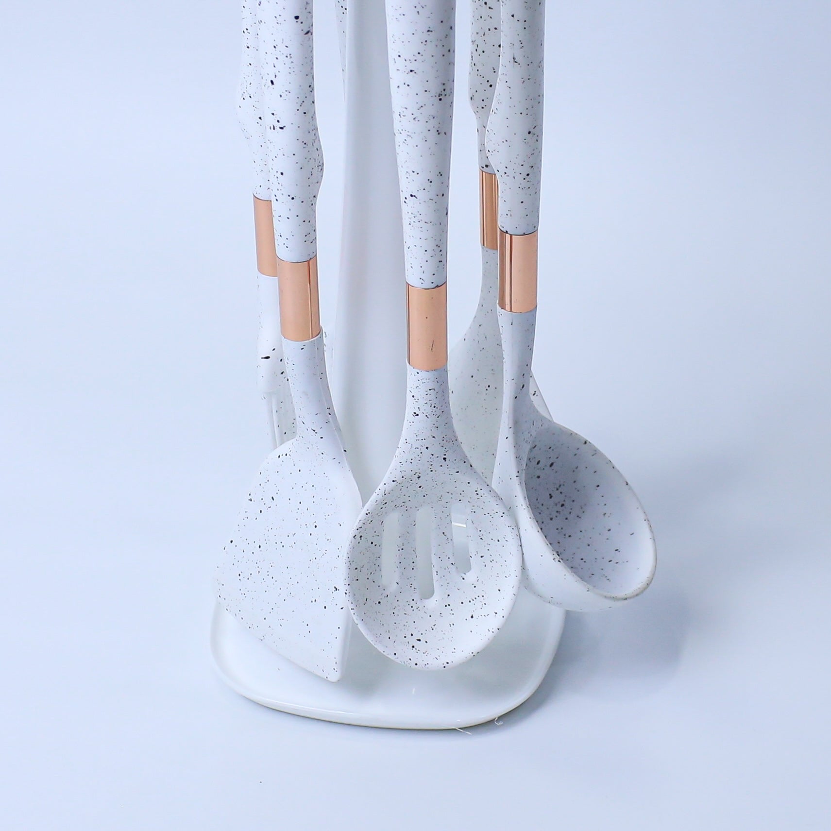 Elegant Silicone Kitchen Utensil Set with Rotating Stand - 7 Pieces
