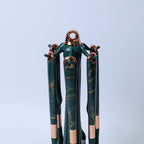 Premium Green/Black Silicone Kitchen Utensil Set with Marble Design and Rose Gold Accents - 7 Pieces