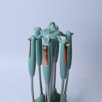 Premium Dark Slate Blue/Sea Green  Silicone Kitchen Utensil Set with Rotating Stand - 7 Pieces