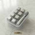 8PCS Stainless Steel Ice Cubes Set with Tong