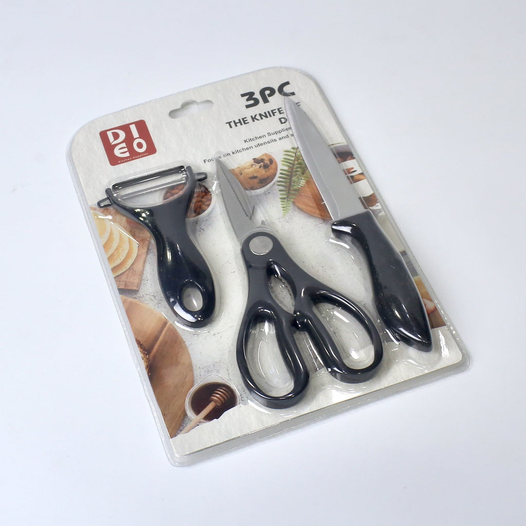 3-Piece Multipurpose Kitchen Tool Set – Knife, Scissors & Peeler