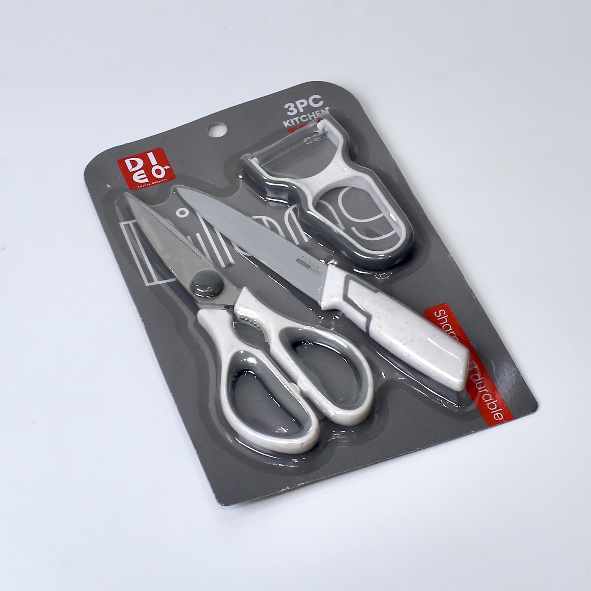 3-Piece Multipurpose Kitchen Tool Set – Knife, Scissors & Peeler - 3 Colors
