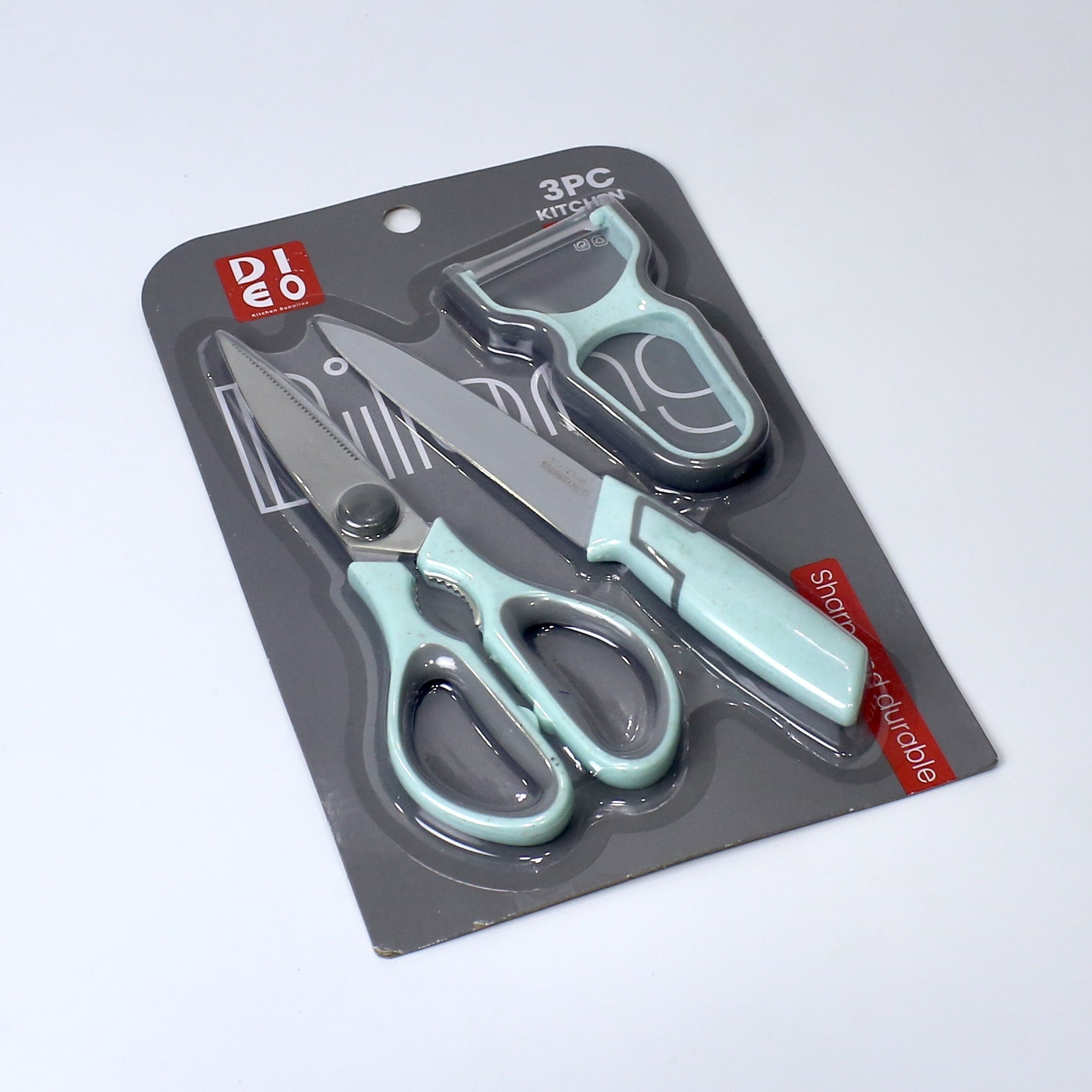 3-Piece Multipurpose Kitchen Tool Set – Knife, Scissors & Peeler - 3 Colors