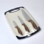 4-Piece Knife Set with Cutting Board – 3 Stainless Steel Knives in Varying Sizes + Chopping Board