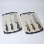 4-Piece Knife Set with Cutting Board – 3 Stainless Steel Knives in Varying Sizes + Chopping Board