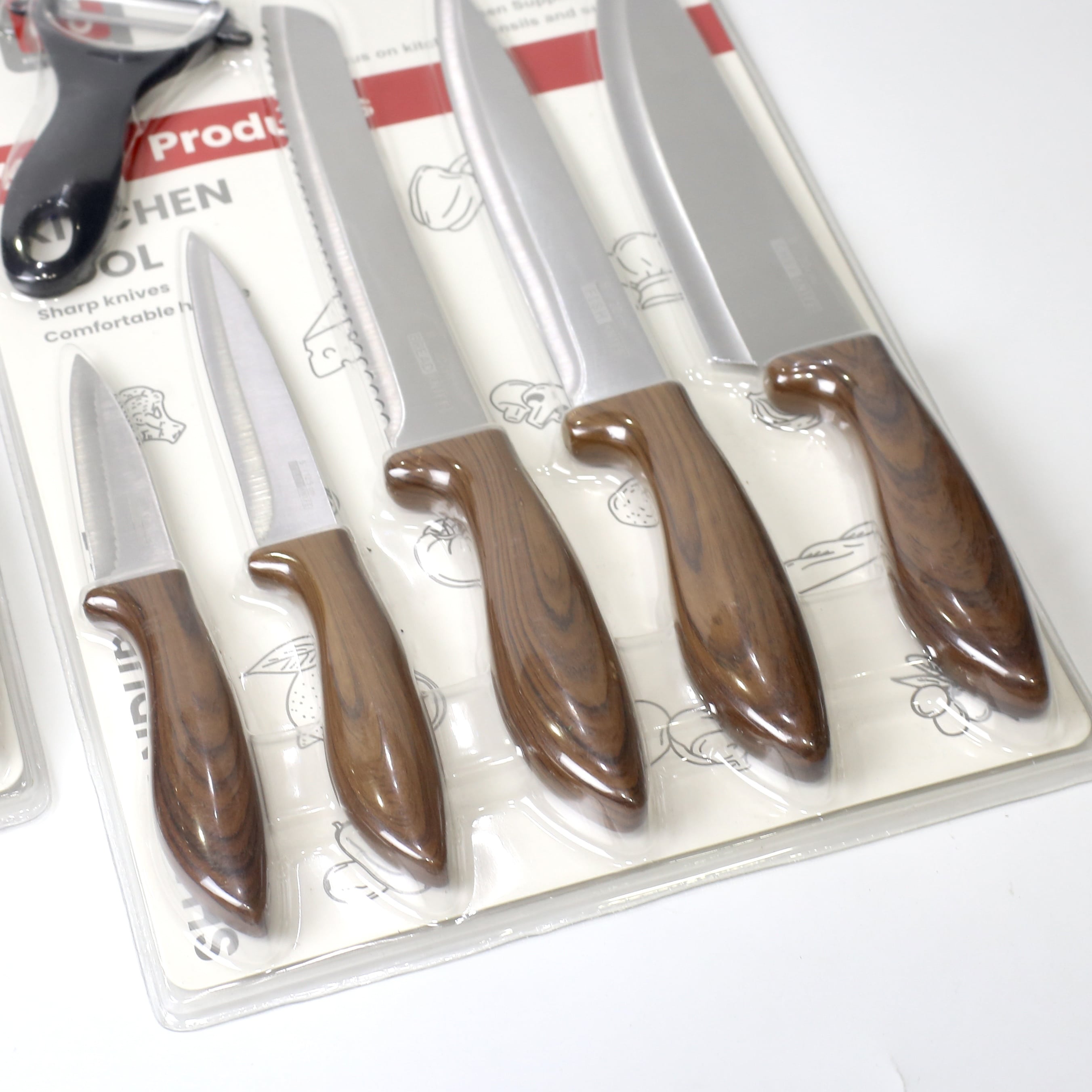 6-Piece Kitchen Knife Set with Peeler – 5 Multi-Size Knives + Vegetable Peeler