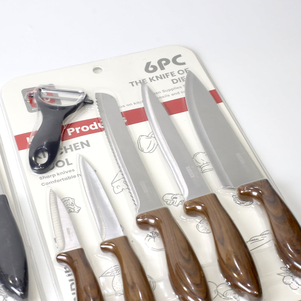 6-Piece Kitchen Knife Set with Peeler – 5 Multi-Size Knives + Vegetable Peeler