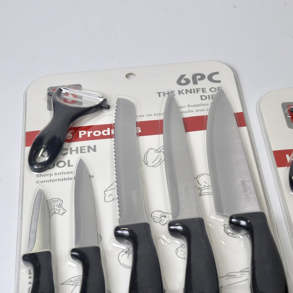 6-Piece Kitchen Knife Set with Peeler – 5 Multi-Size Knives + Vegetable Peeler
