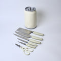 7-Piece Stainless Steel Knife Set with Scissors & Canister | Ergonomic Grey Handles | Kitchen Essential