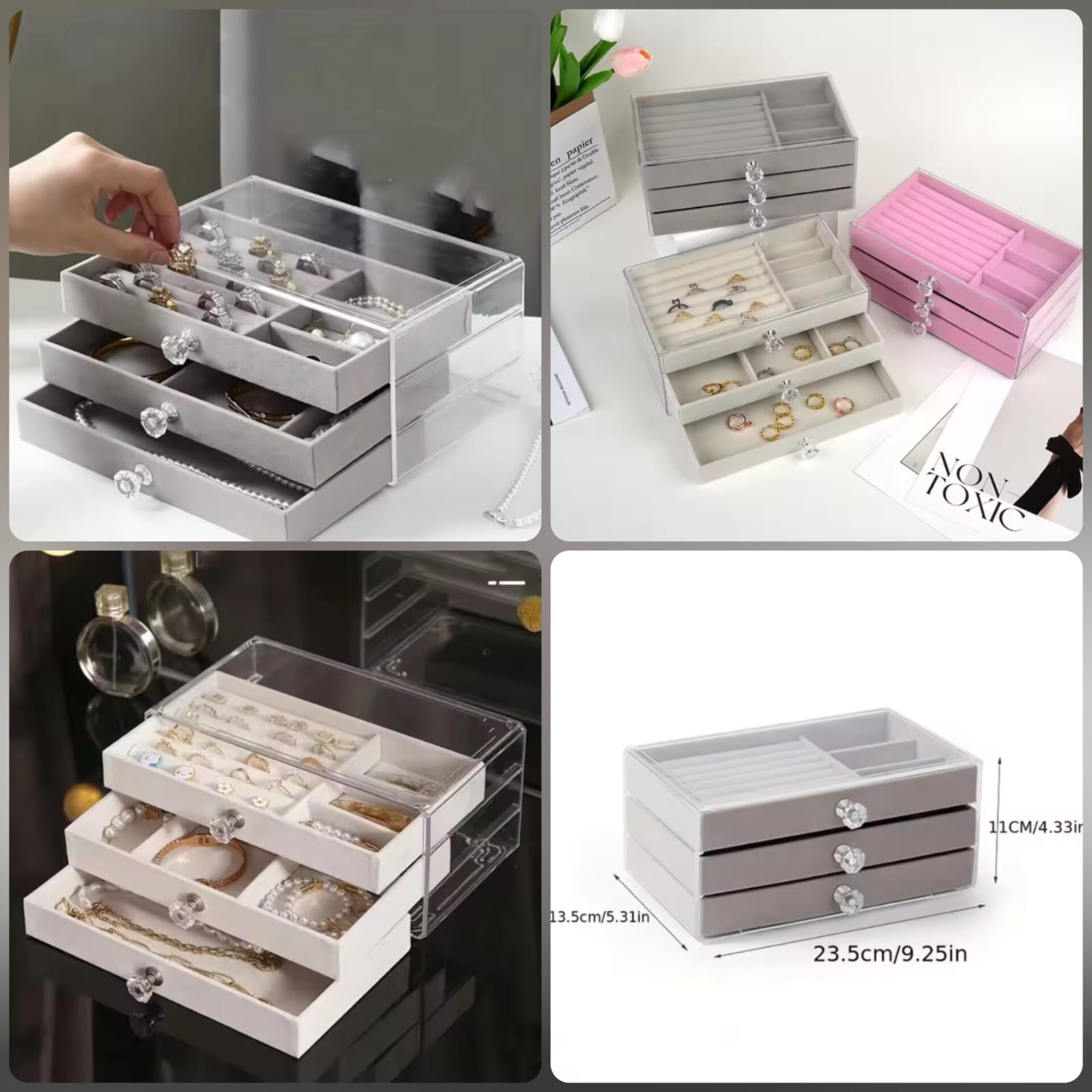 Acrylic Velvet Jewellery Box