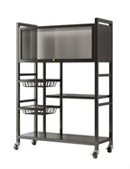 Heavy Duty Rustproof Kitchen Organizer with Cabinet & Wheels | Multipurpose Storage Rack