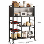 Heavy Duty Rustproof Kitchen Organizer with Cabinet & Wheels | Multipurpose Storage Rack