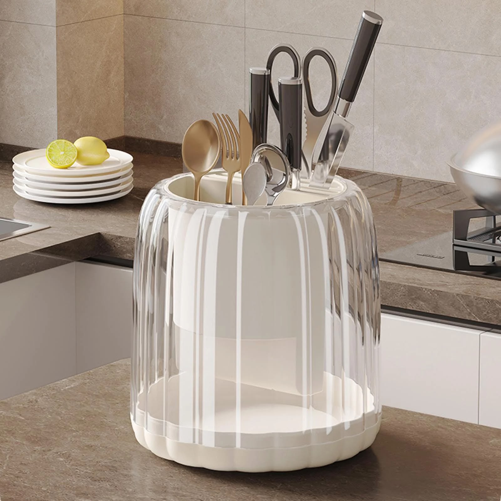 Multipurpose 360 Rotating Acrylic Spoons & Cutlery Holder