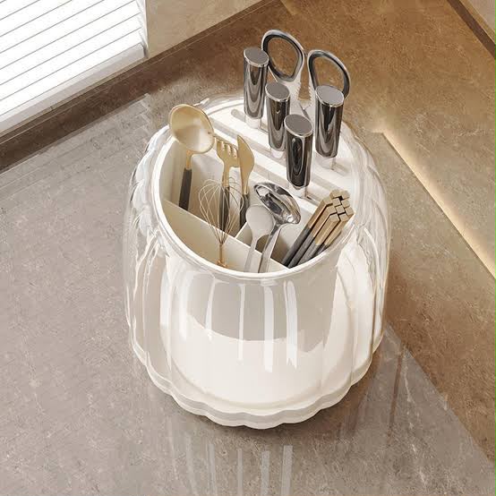 Multipurpose 360 Rotating Acrylic Spoons & Cutlery Holder