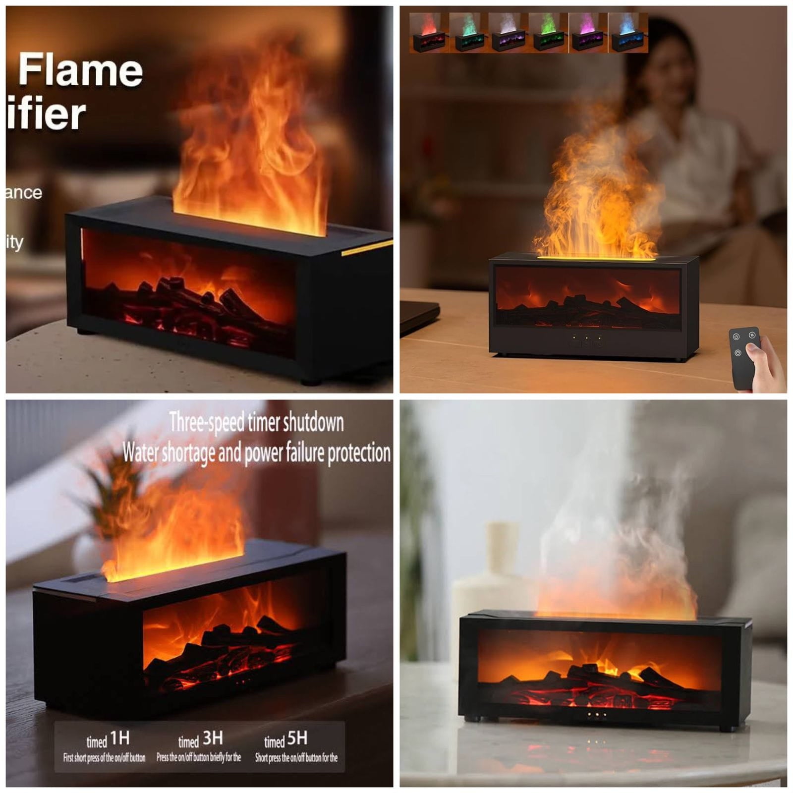 Fireplace Flame Humidifier & Essential Oil Aroma Diffuser