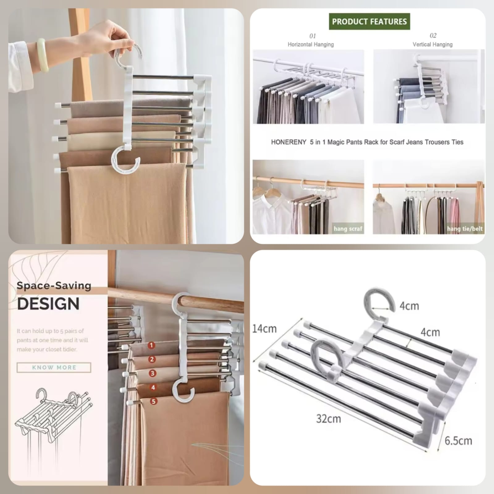 Foldable Pants Hanger (Space-Saving Closet Organizer)