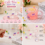 Cherry Glass Cup with Handle – 3D Bow Design Drinking Mug