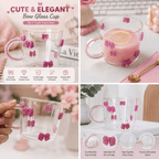 Cute Bow Glass Cup with Comfortable Handle – Elegant Drinking Mug