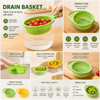 Plastic Drain Basket Colander with Handle – Fruit & Vegetable Strainer