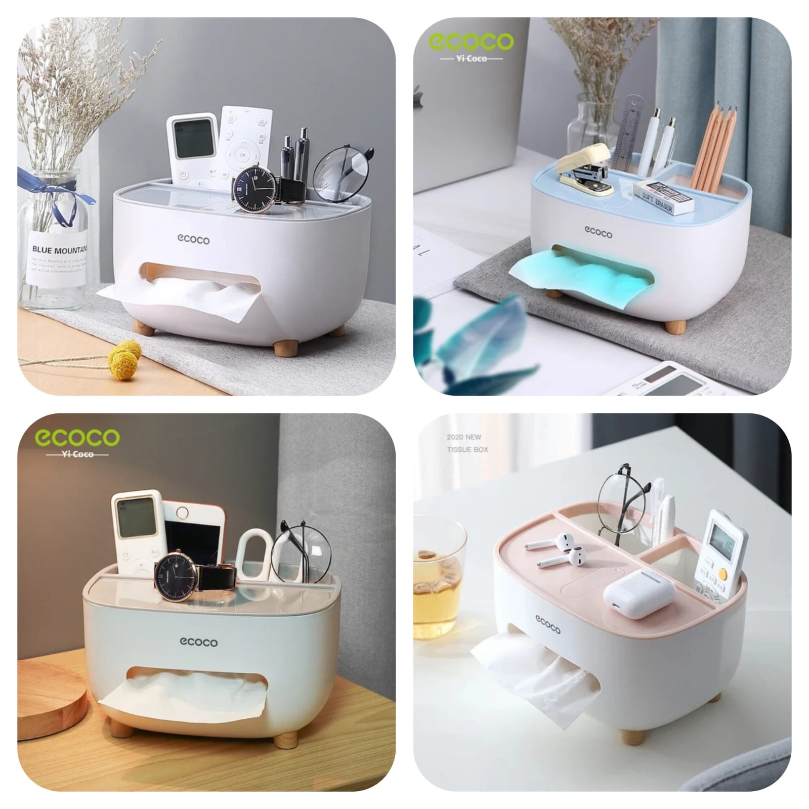 Ecoco Multifunctional Tissue Box & Desktop Organizer