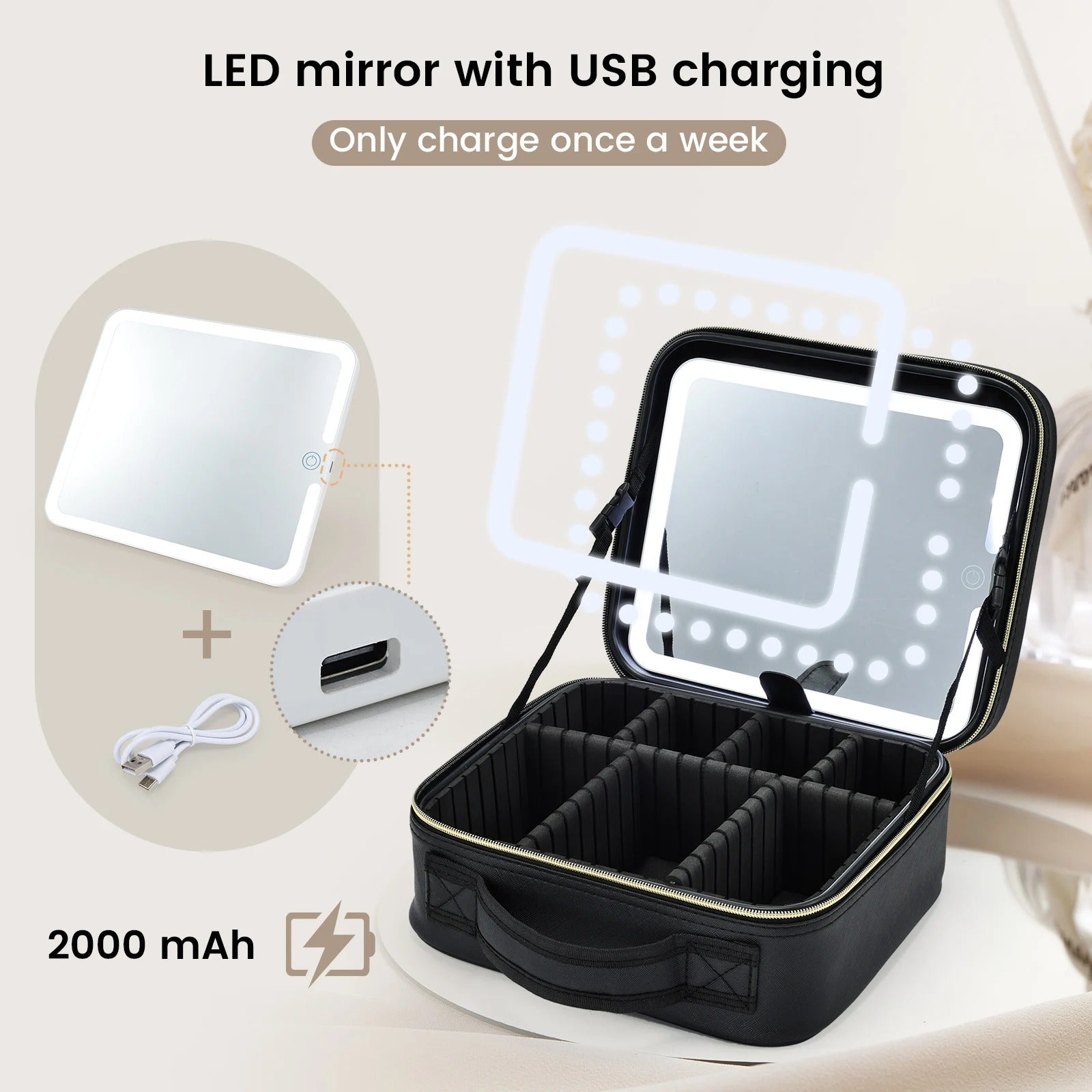 LED Cosmetic Makeup Organizer Bag