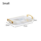 Luxury Acrylic Serving Tray Set with Gold Handles – Elegant Snack & Dessert Serving Platters