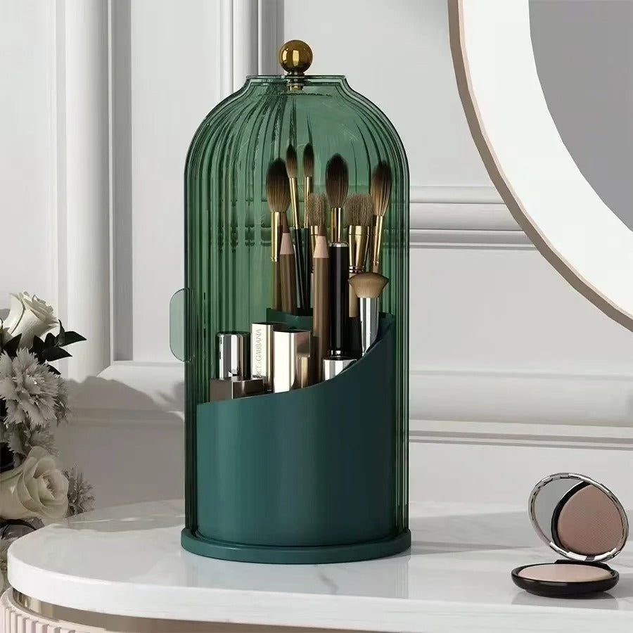 Luxury Makeup Brush Organizer with Dustproof Cover | Aesthetic Vanity Storage