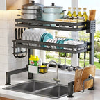 Over the Sink Cabinet 2 Layer Rack | Adjustable Kitchen Dish Drying & Storage Organizer