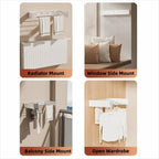 Wall Mounted Foldable Drying Rack with Clothes Hanger Rails