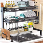 Over the Sink Cabinet 2 Layer Rack | Adjustable Kitchen Dish Drying & Storage Organizer