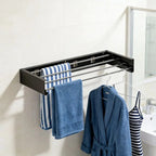 Wall Mounted Foldable Drying Rack with Clothes Hanger Rails