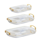 Luxury Acrylic Serving Tray Set with Gold Handles – Elegant Snack & Dessert Serving Platters