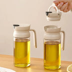 Glass Oil Dispenser Bottle with Handle & Flip Lid 500ml