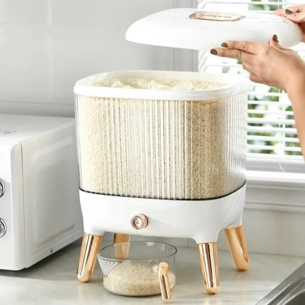 10Kg Rice Storage Container with Lid – Airtight Grain & Flour Organizer for Kitchen Pantry