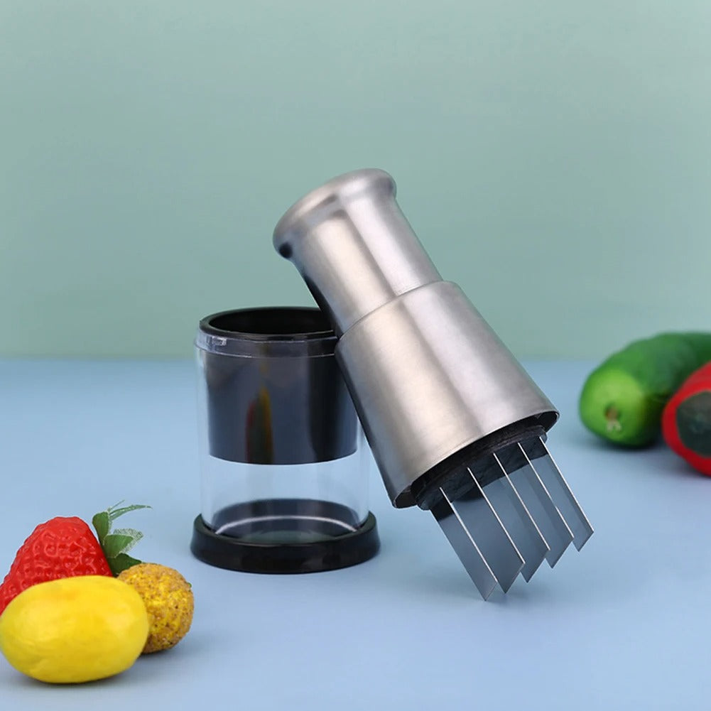 Stainless Steel Manual Hand Chopper | Mini Garlic & Onion Chopper for Vegetables, Herbs and Salad Prep