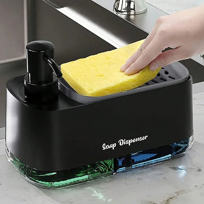 2-in-1 Hand & Dish Soap Pump Dispenser with Sponge Holder