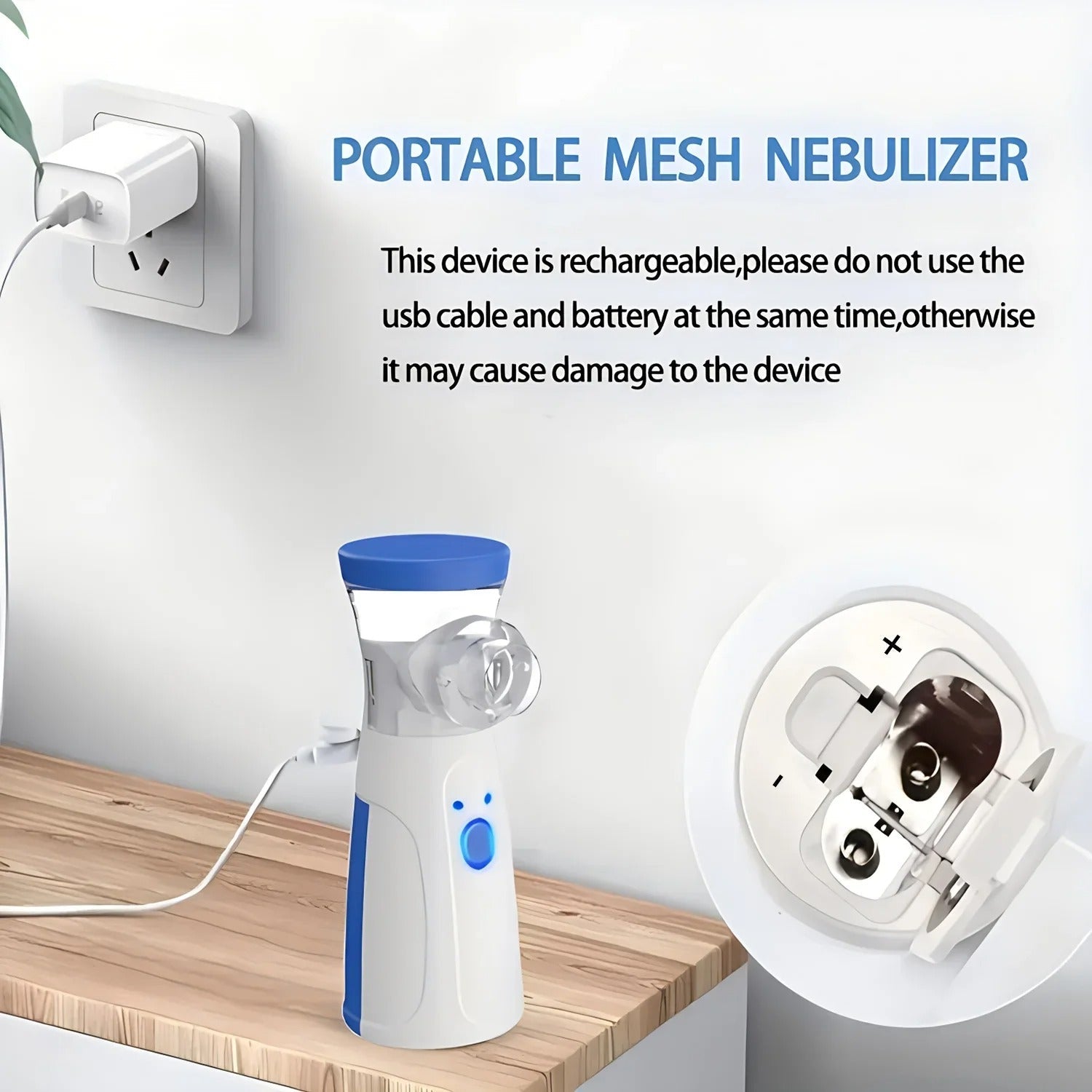 Portable Mesh Nebulizer | Handheld Nebulizer Machine for Adults & Kids (Battery/USB, Quiet Mist)