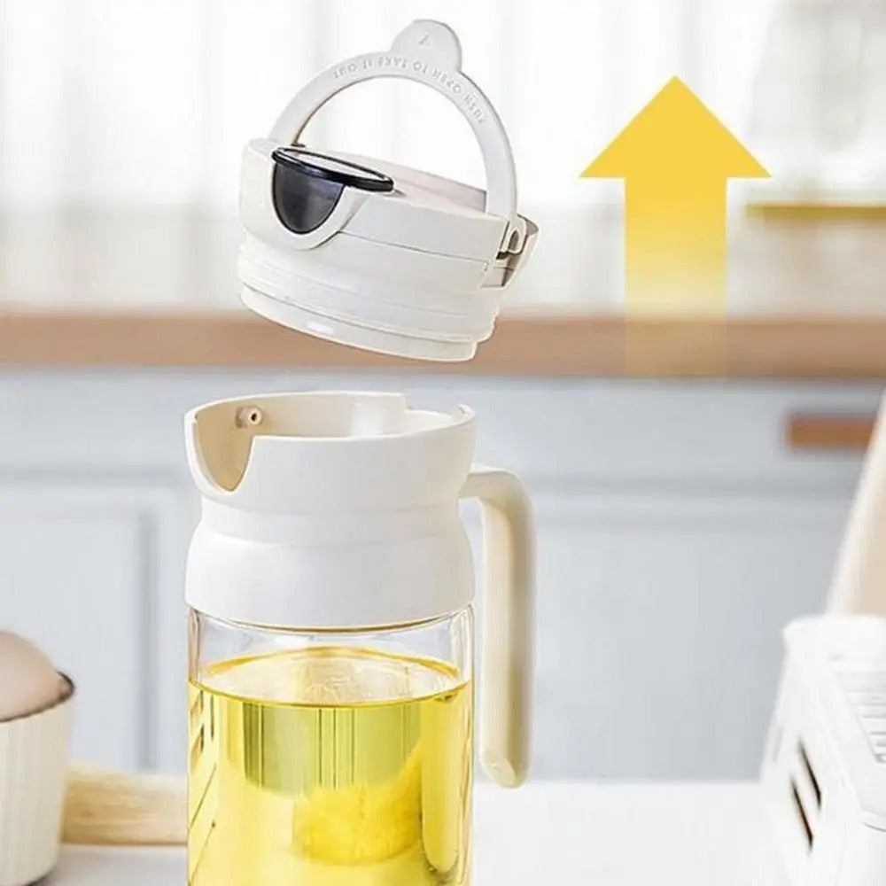 Glass Oil Dispenser Bottle with Handle & Flip Lid 500ml
