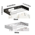 Wall Mounted Foldable Drying Rack with Clothes Hanger Rails