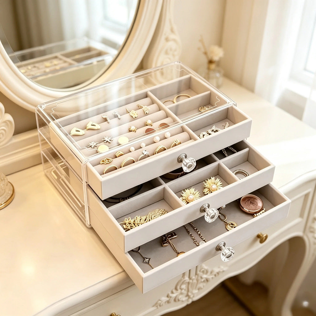 Acrylic Velvet Jewellery Box
