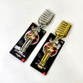 Decorative Slotted Serving Tong - Gold/Silver Stainless Steel with Butterfly Floral Accent